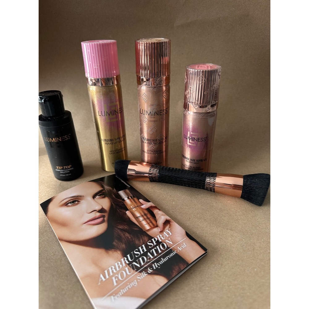 Luminess Airbrush Spray Foundation Silk Medium Warm 050 Blush Eraser Brush Set